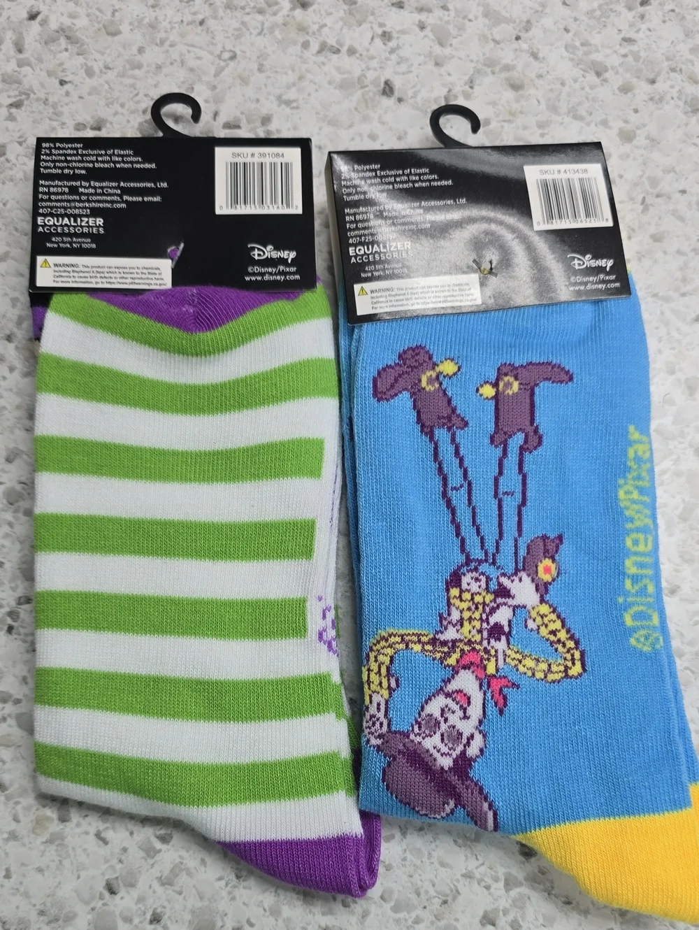 Adult Crew Socks - Buzz Lightyear Green & Woody Blue (Size 9-13)
